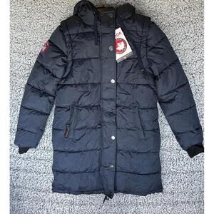 Canada Weather Gear Women’s Navy 2-in-1 Puffer Coat / Vest Sz Medium $300 NWT